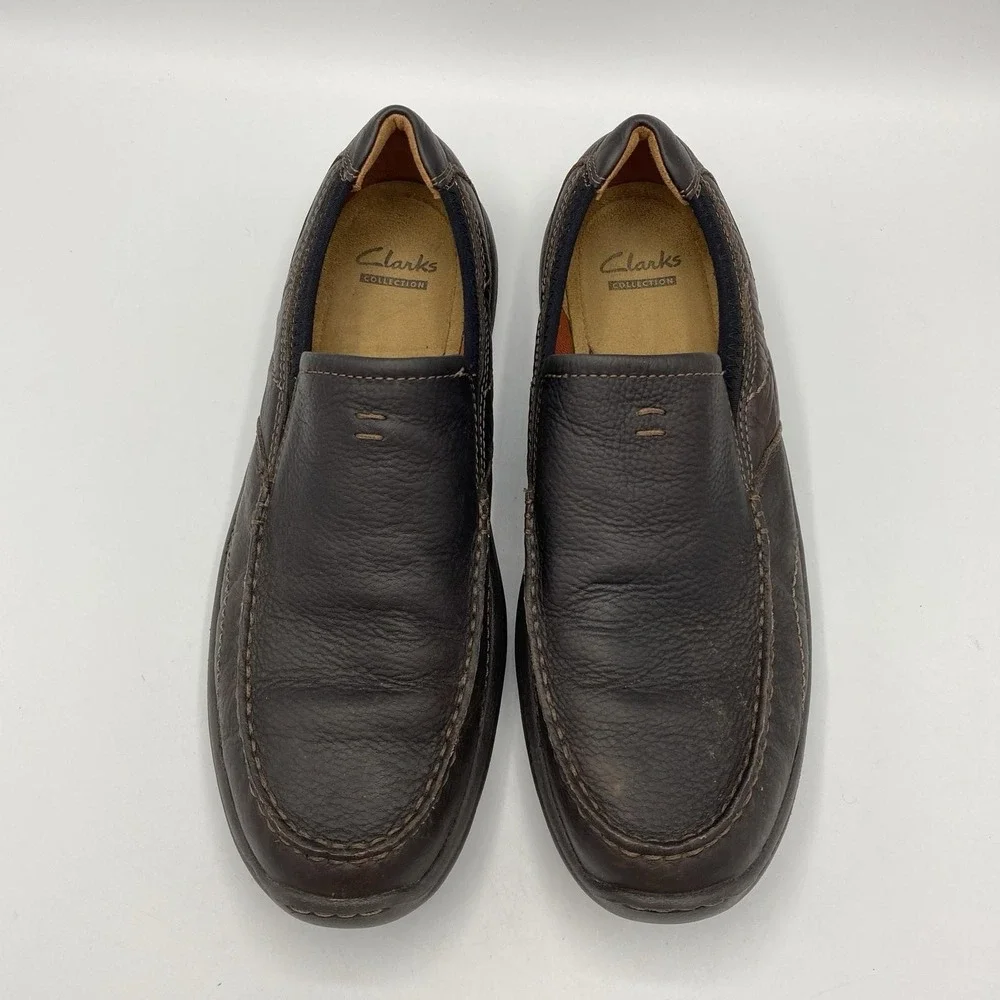 Clarks Men 11M Loafers Brown Leather Slip On Collection Casual Shoes 01950